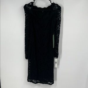 Blu Sage Black Lace Off the Shoulder Long Sleeve Dress Size 6